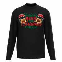 Plain Lazy Beer And Christmas Cheer Sweater Black Коледни пуловери