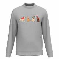 Plain Lazy Christmas Dog Doodles Sweater Grey Коледни пуловери