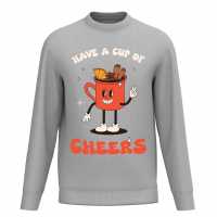 Plain Lazy Have A Cup Of Christmas Cheer Sweater Grey Коледни пуловери