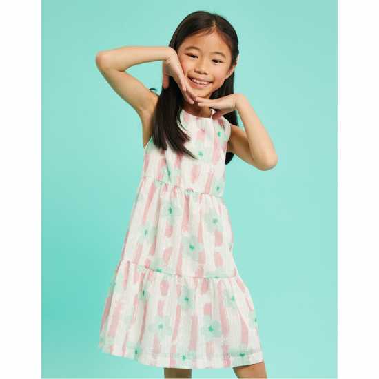 Рокля Жарсе Striped Floral Jersey Dress  