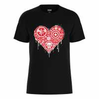 Marvel Heart T-Shirt Black Дамски стоки с герои