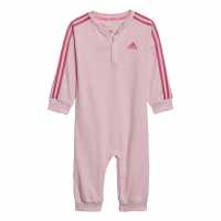Adidas Essentials 3-Stripes French Terry Bodysuit Kids Clear Pink / Preloved Fuchsia Детски поли и рокли