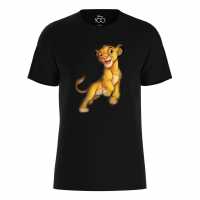 Disney Lion King Simba Jumping T-Shirt Black Детски тениски и фланелки