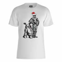 Star Wars C-3Po And R2-D2 At Christmas T-Shirt White Дамски стоки с герои