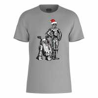 Star Wars C-3Po And R2-D2 At Christmas T-Shirt Grey Дамски стоки с герои