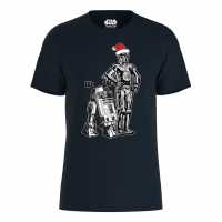 Star Wars C-3Po And R2-D2 At Christmas T-Shirt Navy Дамски стоки с герои