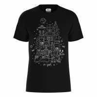 Star Wars Christmas Character Doodles T-Shirt Black Дамски стоки с герои