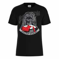 Star Wars Chewbacca Socks Again! Christmas T-Shirt Black Дамски стоки с герои