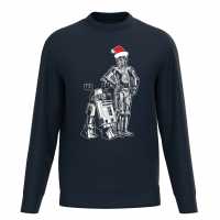Star Wars C-3Po And R2-D2 At Christmas Sweater Navy Коледни пуловери