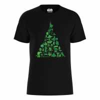 Star Wars Christmas Tree Characters T-Shirt Black Дамски стоки с герои