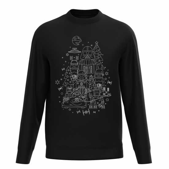 Star Wars Christmas Character Doodles Sweater Black Коледни пуловери