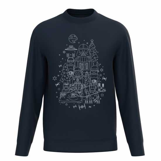Star Wars Christmas Character Doodles Sweater Navy Коледни пуловери