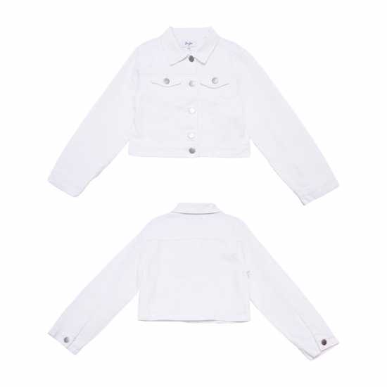 Дънково Яке Be You Older Girl Cropped Denim Jacket White Бял 