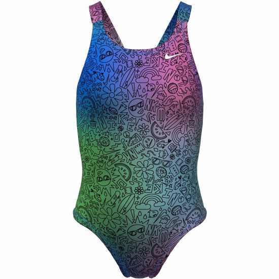 Nike Multi Print Hydrastrong Swimsuit Junior  