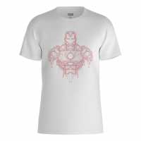 Character Marvel Iron Man Lines T-Shirt White Дамски стоки с герои