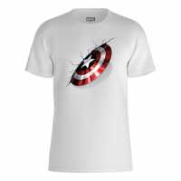Character Marvel Captain America Shield T-Shirt White Дамски стоки с герои