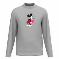 Disney Къс Пуловер Mickey Mouse Arrow Heart Box Sweater Grey Мъжко облекло за едри хора