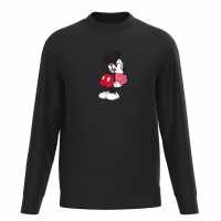 Disney Къс Пуловер Mickey Mouse Arrow Heart Box Sweater Black Мъжко облекло за едри хора