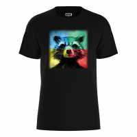 Character Marvel Colourful Rocket Guardians T-Shirt Black Дамски стоки с герои