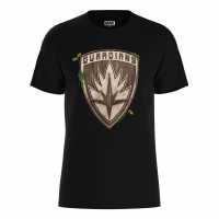 Marvel Wooden Guardians Shield T-Shirt Black Дамски стоки с герои