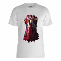 Character Marvel Iron Man Gauntlet T-Shirt White Дамски стоки с герои