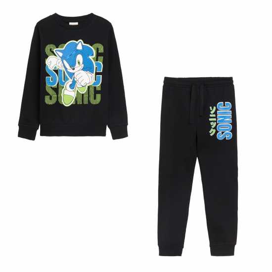 Детско облекло с герои Character Sonic The Hedgehog Sweatshirt And Jogger Set Black Character Sonic The Hedgehog Sweatshirt And Jogger Set Black Детско облекло с герои