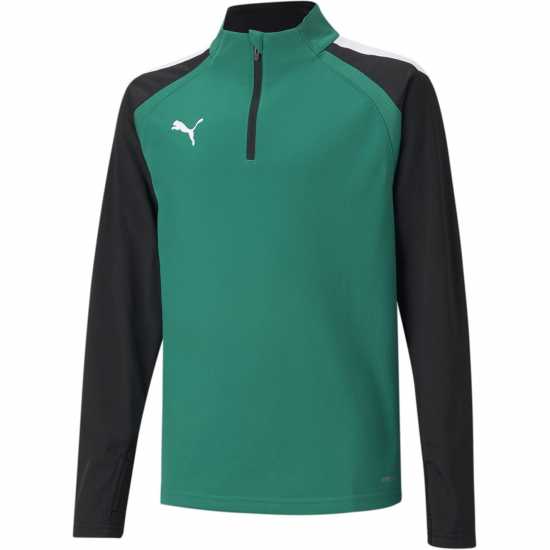 Puma (4) Teamliga 1/4 Zip Top Juniors Зелено 