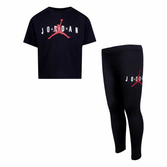 Детски Клин За Момиче Air Jordan Jordan Two Piece T Shirt And Leggings Infant Girls Black/Wht/Red Бебешки дрехи