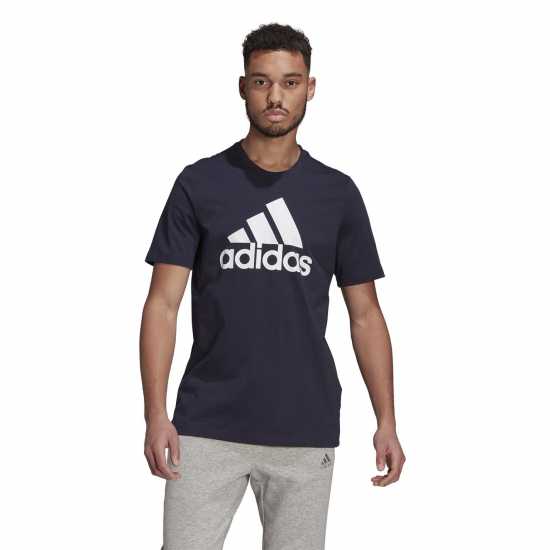 Adidas Мъжка Риза Essentials Big Logo T-Shirt Mens Legend Ink / White Мъжко облекло за едри хора