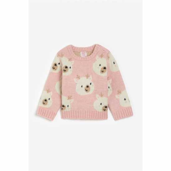 Hello World Baby Girl Knitted Deer Jumper  - Бебешки дрехи