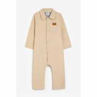 Baby Boys Beige Button Up Boiler Suit  Бебешки дрехи