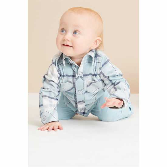 Карирана Дамска Риза Hello World Baby Boys Check Shirt And Cord Pant Set  Детски ризи