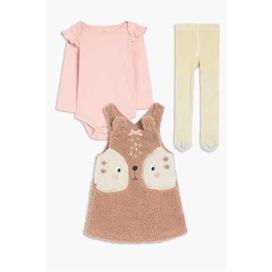 Baby Girl Animal Borg Pinafore Set  Бебешки дрехи