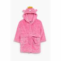 Girls 4 Piece Cat Robe Pyjama And Toy Set Pink