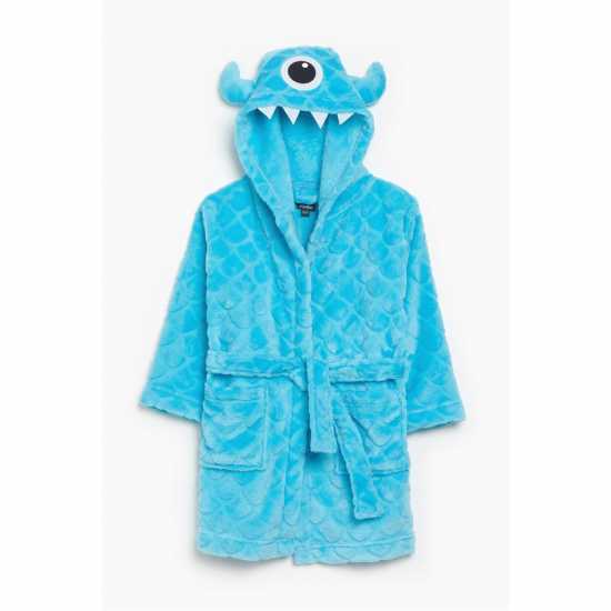 Boys Monster 4 Piece Robe Pyjama And Toy Set Blue/black