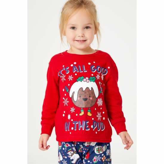 Be You Kids Unisex Family Christmas Festive Friends Pud Slogan Pyjamas  Детски пижами