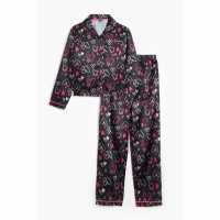 Girls Dream Queen Satin Pyjama Set Black  Детски пижами