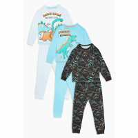 Boys Dinosaur 3 Pack Pyjamas Blue/black  Детски пижами