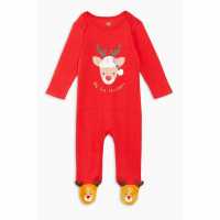 Unisex First Christmas Sleepsuit And Toy Red