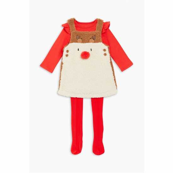 Baby Girl Reindeer Pinafore Oufit Set  - Бебешки дрехи