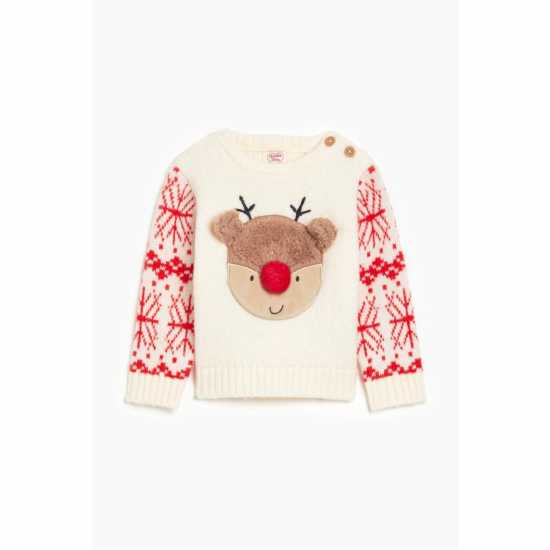 Unisex 3 Piece Fairilse Reindeer Knitted Set Beige/red  Детски клинове