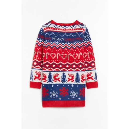 Christmas Fairisle Girls Red Jumper  Детски плетени пуловери и жилетки