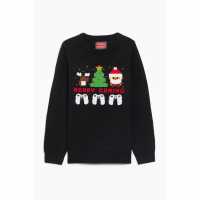 Boys Christmas Gaming Jumper Black  Детски плетени пуловери и жилетки