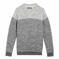 Boys Colour Block Textured Crew Knit Charcoal  Детски плетени пуловери и жилетки