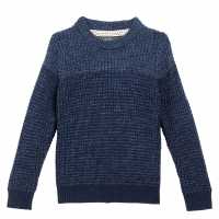 Boys Colour Block Textured Crew Knit Navy  Детски плетени пуловери и жилетки