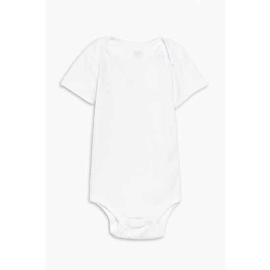Unisex Pack Of 5 Short Sleeve Bodysuits White  Бебешки дрехи