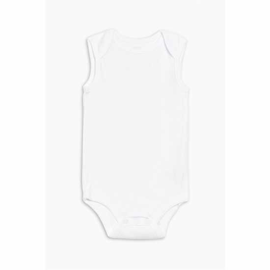 Unisex Pack Of 5 Sleeveless Bodysuits White  Бебешки дрехи