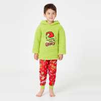 Family Grinch Fleece Snuggle Hood Pyjama Green  Детски пижами