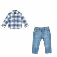 Карирана Риза Boy Checked Shirt And Jean Set Multi/blue