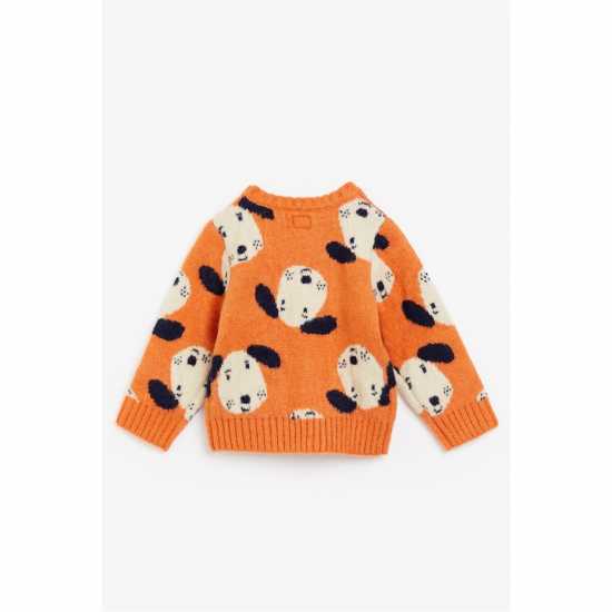 Hello World Boy Knitted Dog Rusty Orange Jumper  Бебешки дрехи